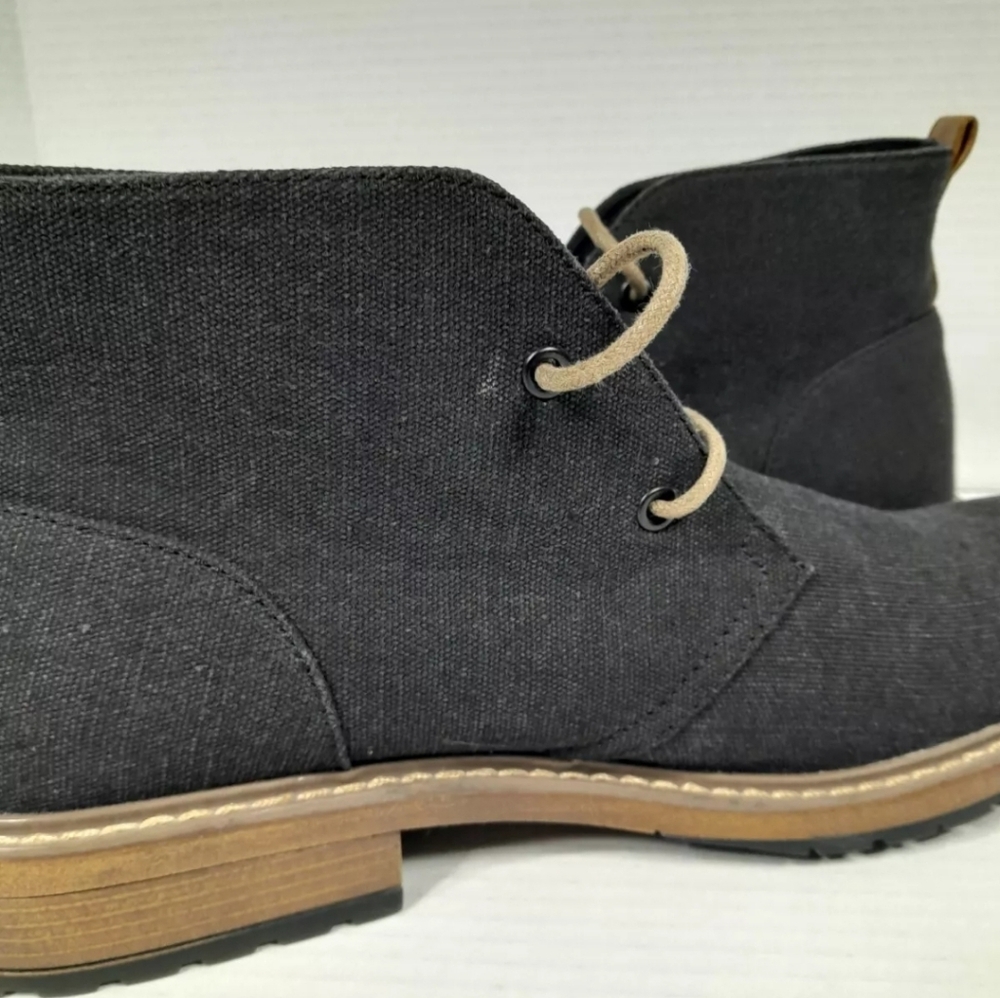 Perry Ellis Tim II Shoes Men SZ 11 Charcoal Black Canvas Chukka Boots LUG SOLE - Picture 7 of 10